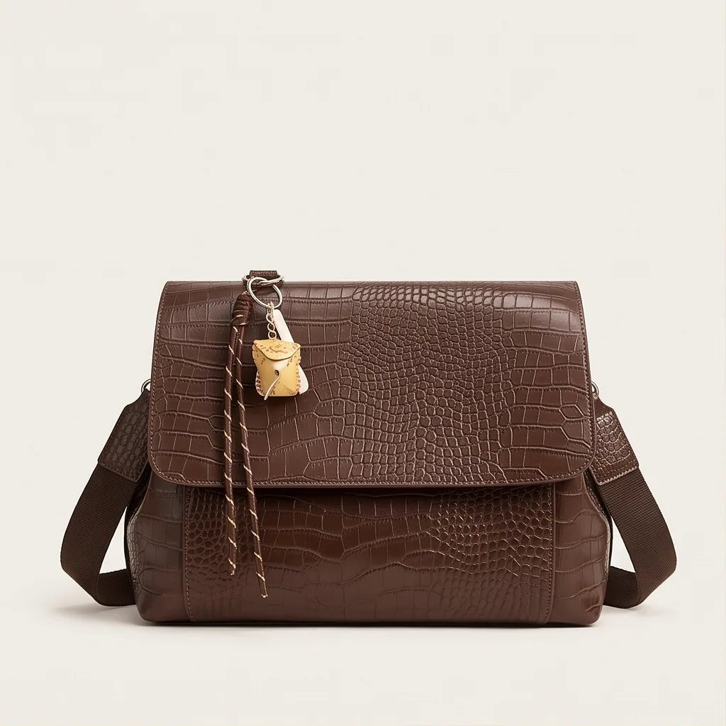 Crocodile Embossed Flap Crossbody Bag