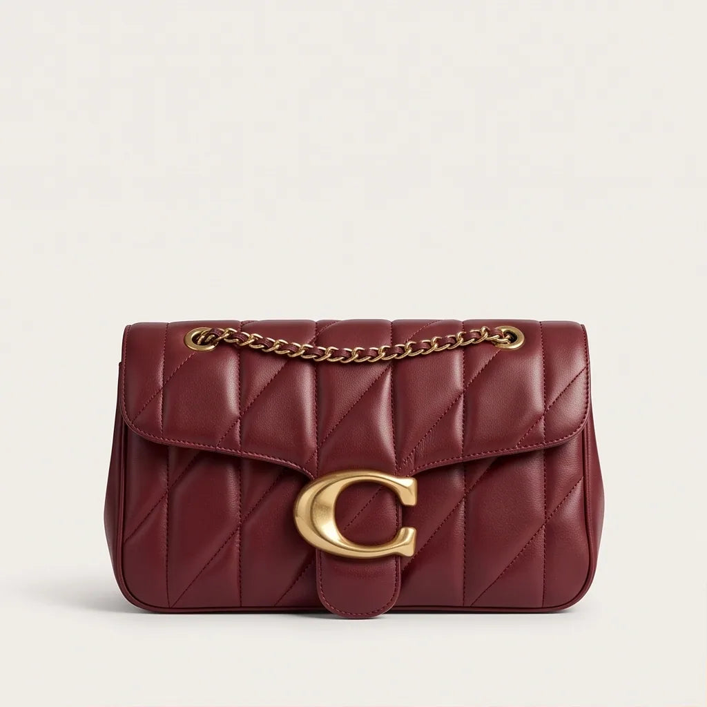 Quilted Chain Crossbody Bag | Luxury Women's Shoulder Bag Handmade Leather Crossbody Purse Ladies Tote Handbags Classic Designer Brand Stylish Gift