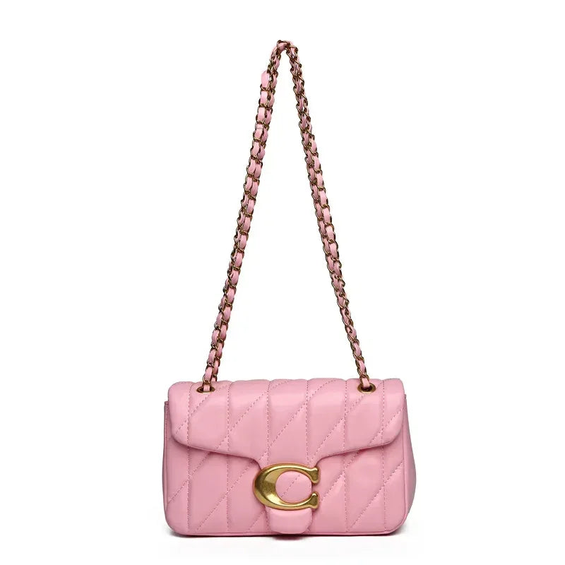 Quilted Chain Crossbody Bag | Luxury Women's Shoulder Bag Handmade Leather Crossbody Purse Ladies Tote Handbags Classic Designer Brand Stylish Gift