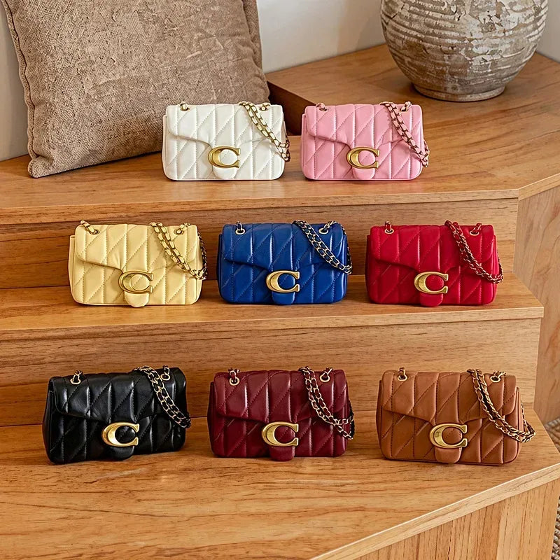 Quilted Chain Crossbody Bag | Luxury Women's Shoulder Bag Handmade Leather Crossbody Purse Ladies Tote Handbags Classic Designer Brand Stylish Gift