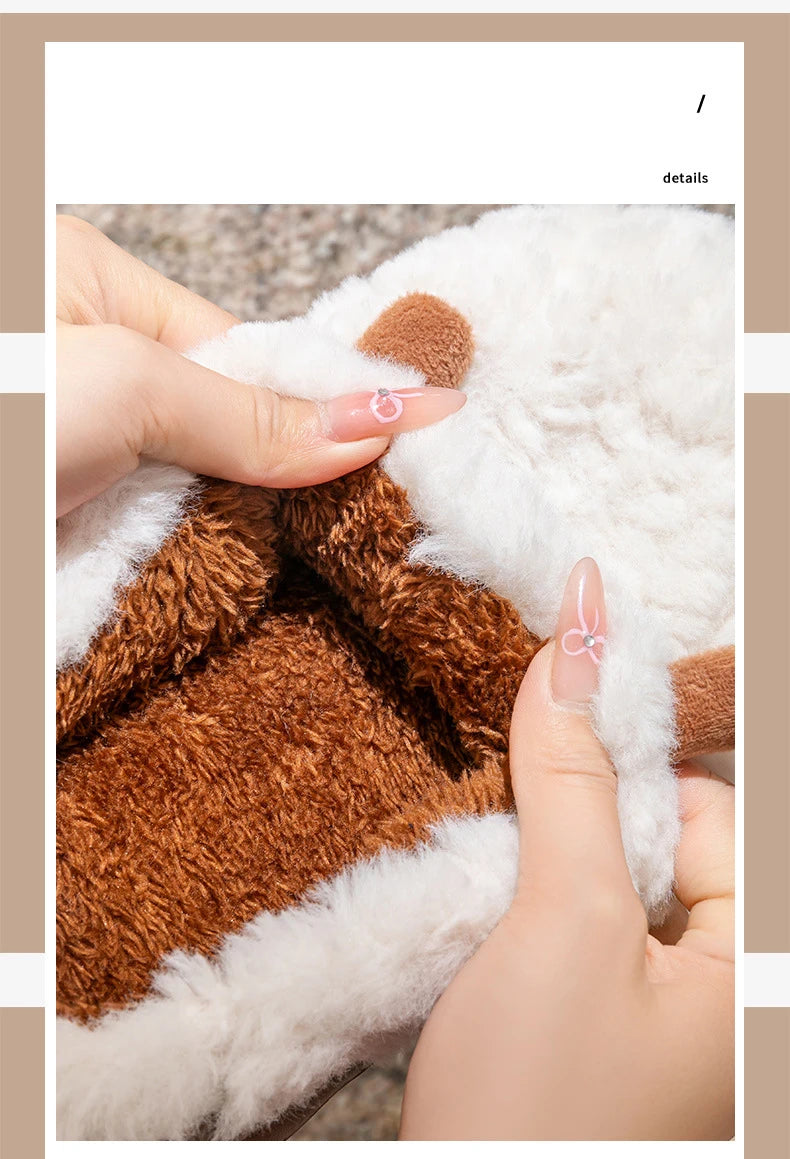 Women's Winter Slippers - Plush Fleece-Lined House Shoes, Warm Indoor/Outdoor Cotton Slippers with Non-Slip Sole