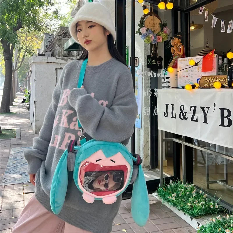 Hatsune Miku Shoulder Bag Backpack Cute Anime Plush Cartoon Kawaii Knapsack Student Bag Packet For Gifts Toys