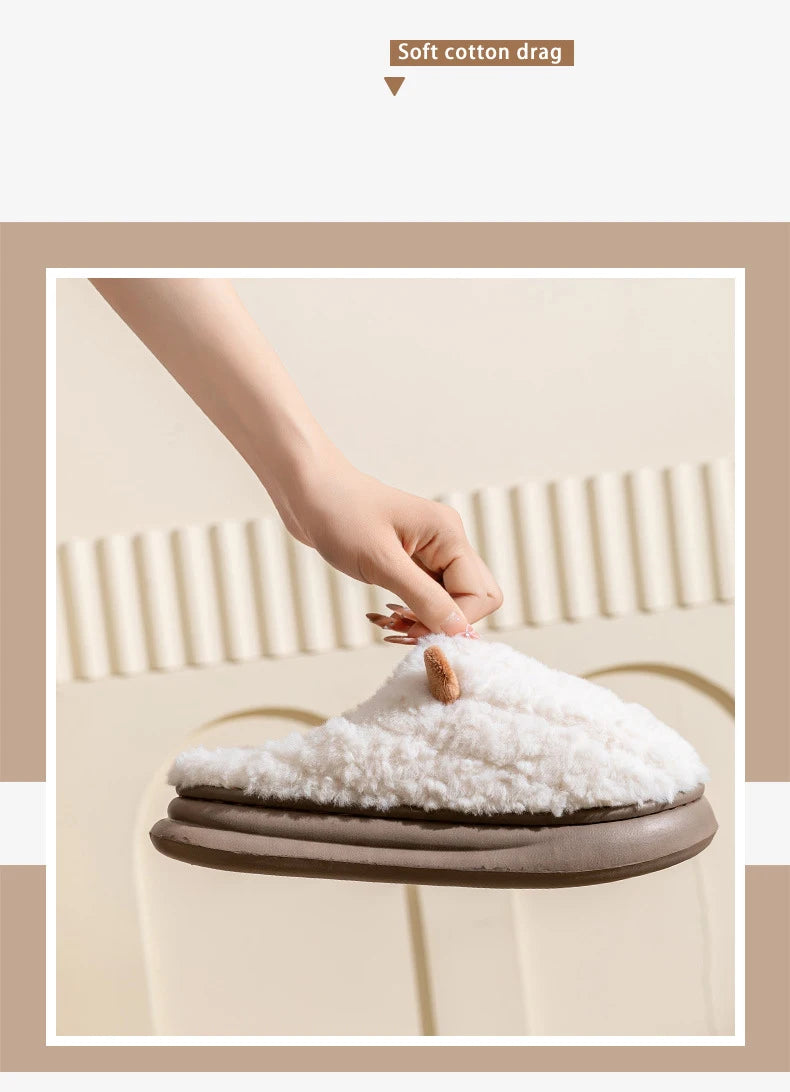 Women's Winter Slippers - Plush Fleece-Lined House Shoes, Warm Indoor/Outdoor Cotton Slippers with Non-Slip Sole