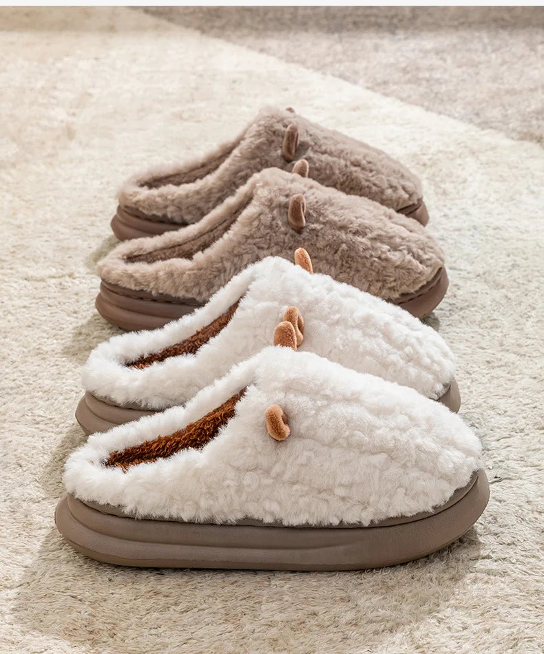 Women's Winter Slippers - Plush Fleece-Lined House Shoes, Warm Indoor/Outdoor Cotton Slippers with Non-Slip Sole