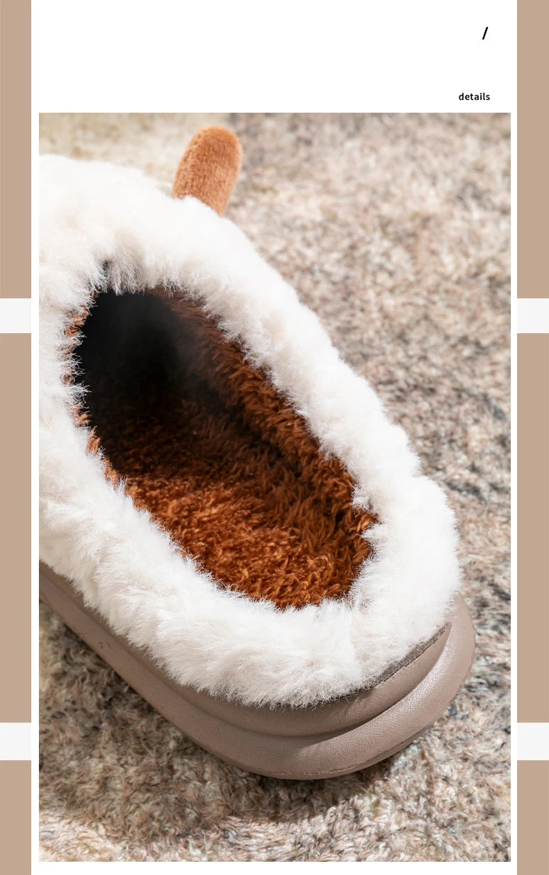 Women's Winter Slippers - Plush Fleece-Lined House Shoes, Warm Indoor/Outdoor Cotton Slippers with Non-Slip Sole