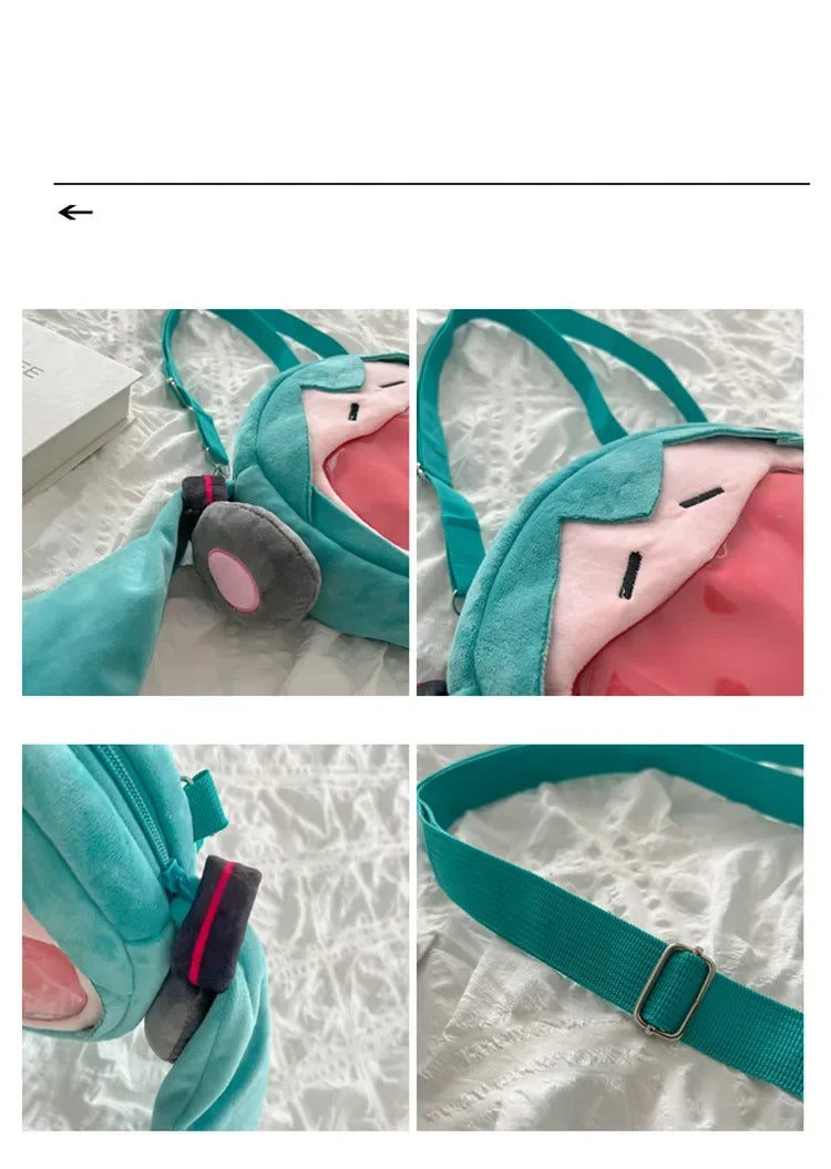 Hatsune Miku Shoulder Bag Backpack Cute Anime Plush Cartoon Kawaii Knapsack Student Bag Packet For Gifts Toys