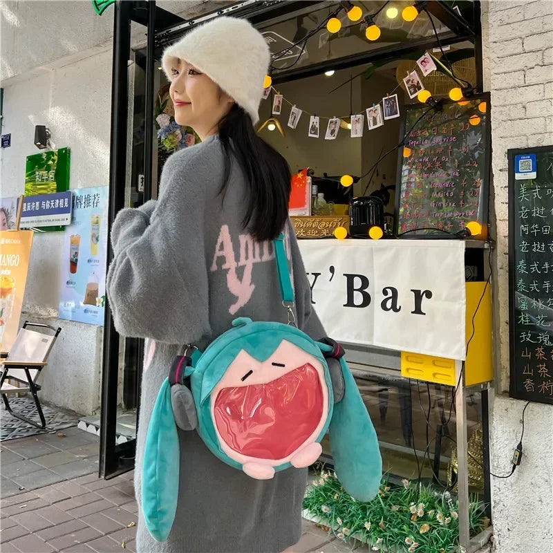 Hatsune Miku Shoulder Bag Backpack Cute Anime Plush Cartoon Kawaii Knapsack Student Bag Packet For Gifts Toys