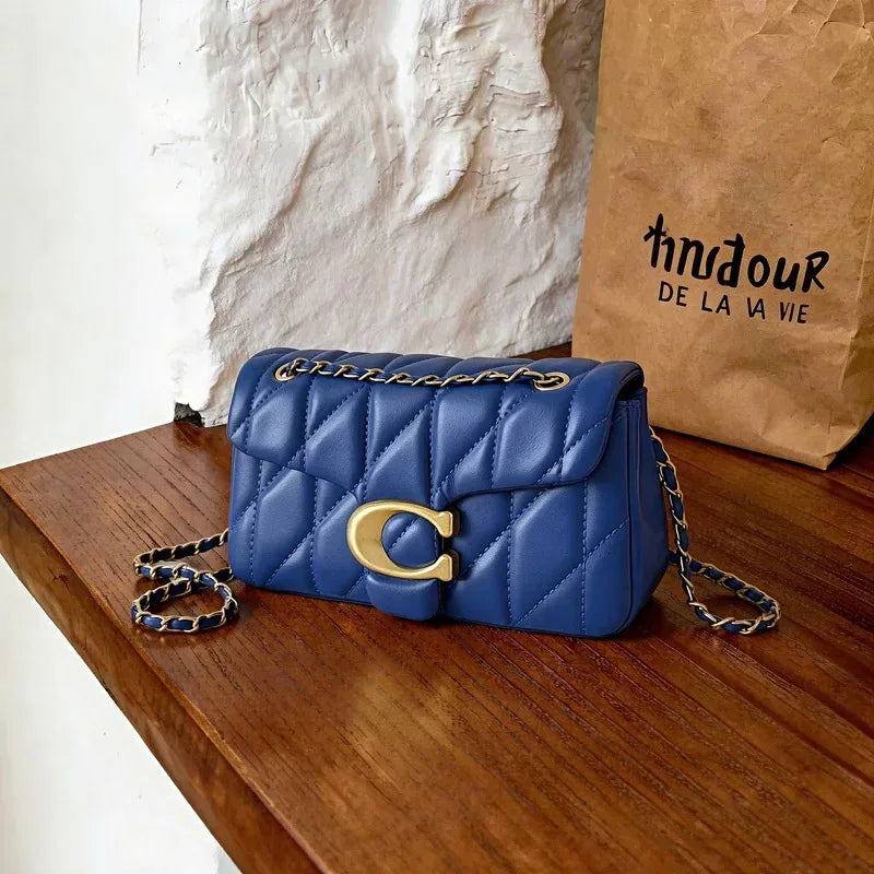 Quilted Chain Crossbody Bag | Luxury Women's Shoulder Bag Handmade Leather Crossbody Purse Ladies Tote Handbags Classic Designer Brand Stylish Gift