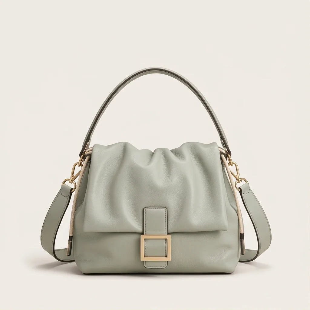 Gathered Leather Shoulder & Crossbody Bag